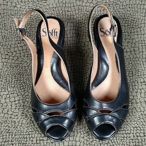 Sofft Black Peeptoe Slingback Pump